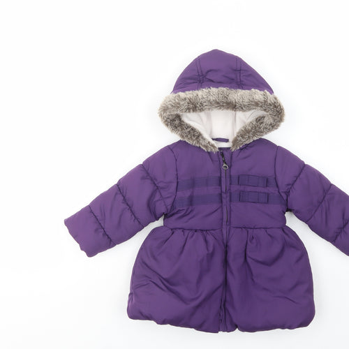 Debenhams Baby Purple   Puffer Jacket Jacket Size 12-18 Months   Zip