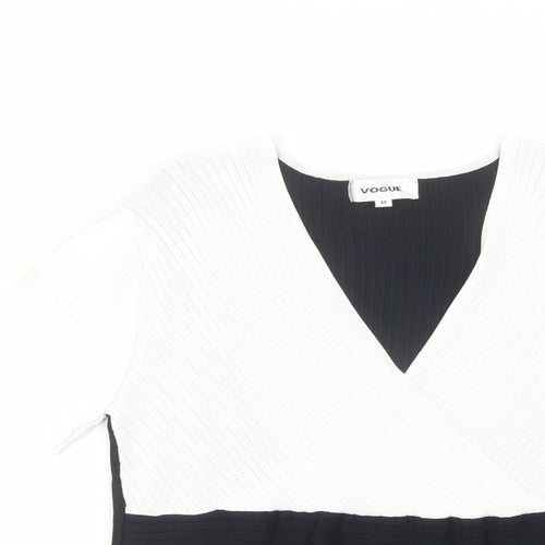 Vogue Womens Black V-Neck  Viscose Pullover Jumper Size M