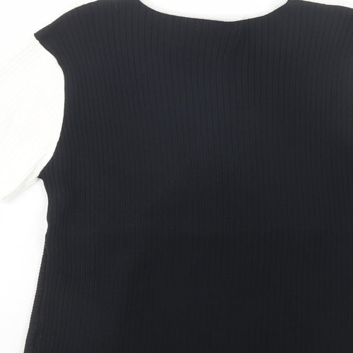 Vogue Womens Black V-Neck  Viscose Pullover Jumper Size M