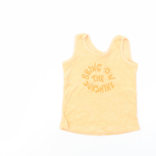 Primark Baby Orange  Cotton Basic Tank Size 9-12 Months Crew Neck Pullover - Sunshine