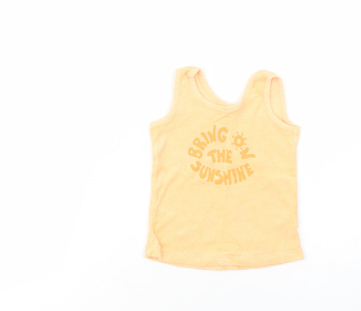 Primark Baby Orange  Cotton Basic Tank Size 9-12 Months Crew Neck Pullover - Sunshine