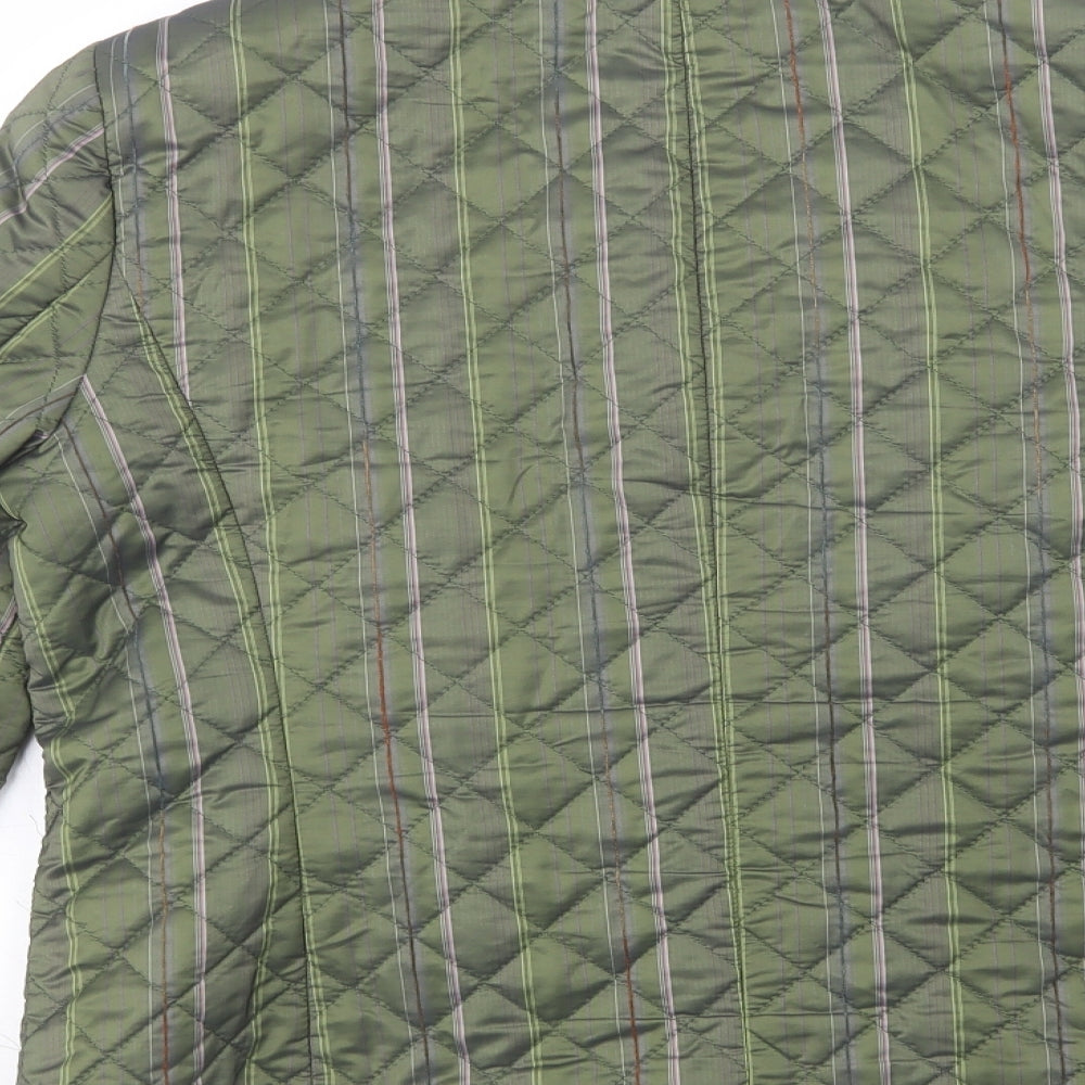 Lebek Womens Green Striped  Quilted Jacket Size 16  Button