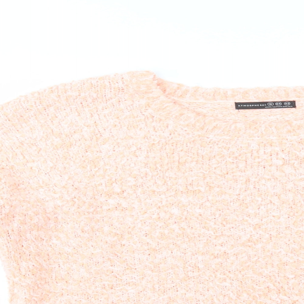 Atmosphere Womens Orange Crew Neck  Polyester Pullover Jumper Size 16