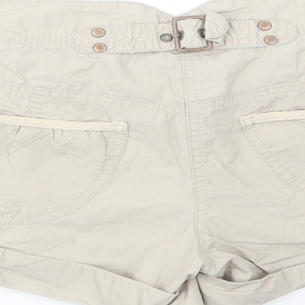 River Island Womens Beige  Cotton Cargo Shorts Size 10 L3 in Regular Button