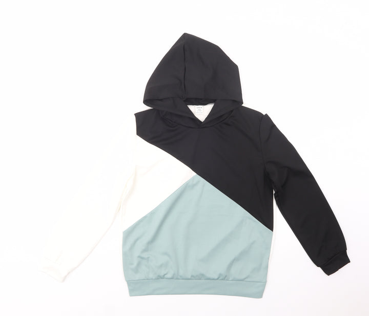 SheIn Girls Multicoloured Colourblock Polyester Pullover Hoodie Size 11-12 Years Pullover