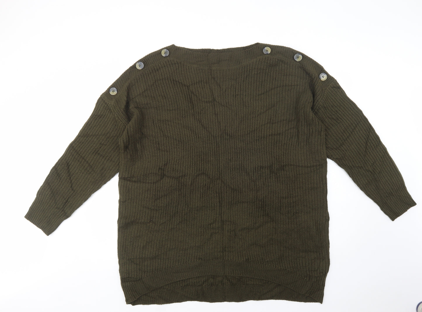 Love Yours Womens Green Boat Neck  Acrylic Pullover Jumper Size 22
