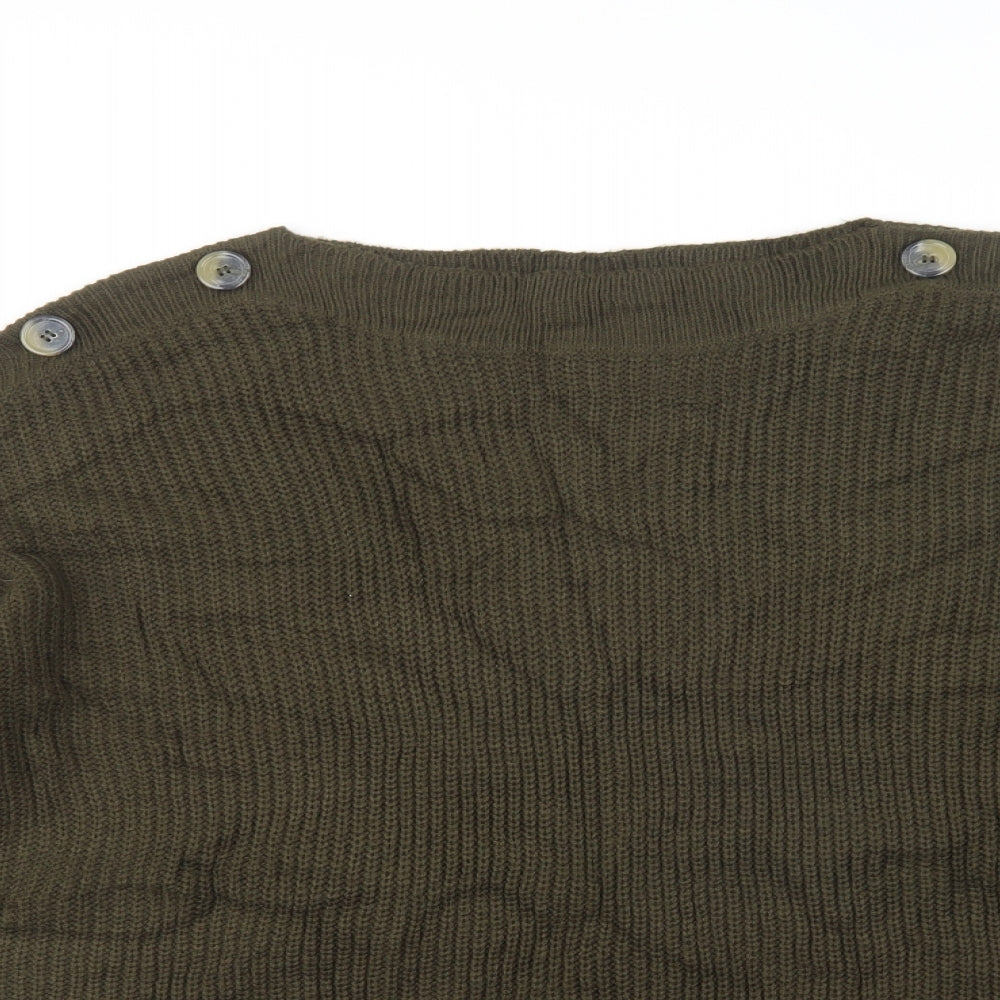 Love Yours Womens Green Boat Neck  Acrylic Pullover Jumper Size 22