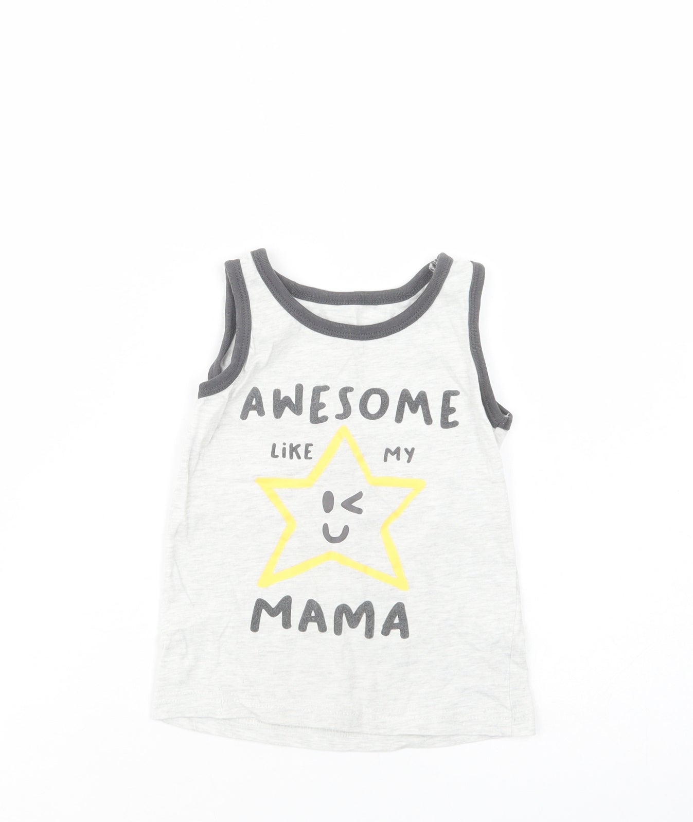 Primark Boys Grey  Cotton Basic Tank Size 2-3 Years Crew Neck Pullover - Awesome Like My Mama