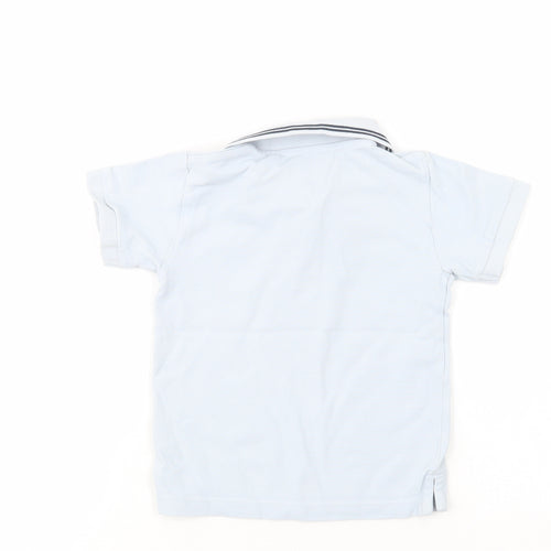 NEXT Boys Blue  Cotton Basic Polo Size 2-3 Years Collared Button - Dino