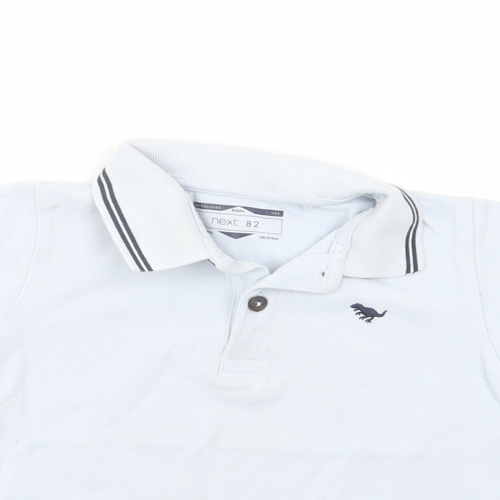 NEXT Boys Blue  Cotton Basic Polo Size 2-3 Years Collared Button - Dino