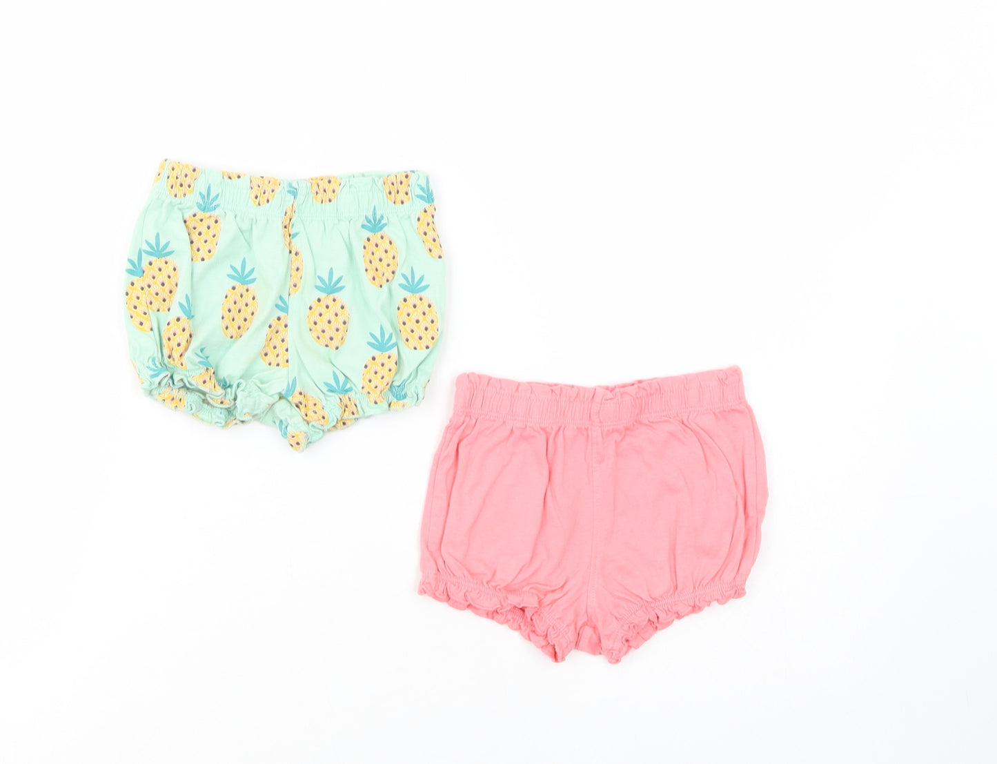 F&F Baby Green Geometric Cotton Shorts Set Outfit/Set Size 9-12 Months   - Pineapple Print