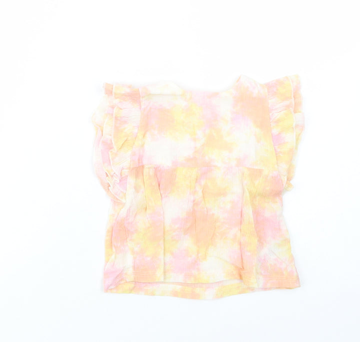 F&F Baby Multicoloured Batik Cotton Pullover Blouse Size 9-12 Months Crew Neck Button