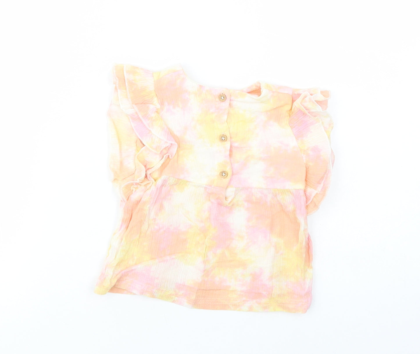 F&F Baby Multicoloured Batik Cotton Pullover Blouse Size 9-12 Months Crew Neck Button