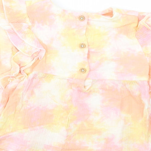 F&F Baby Multicoloured Batik Cotton Pullover Blouse Size 9-12 Months Crew Neck Button
