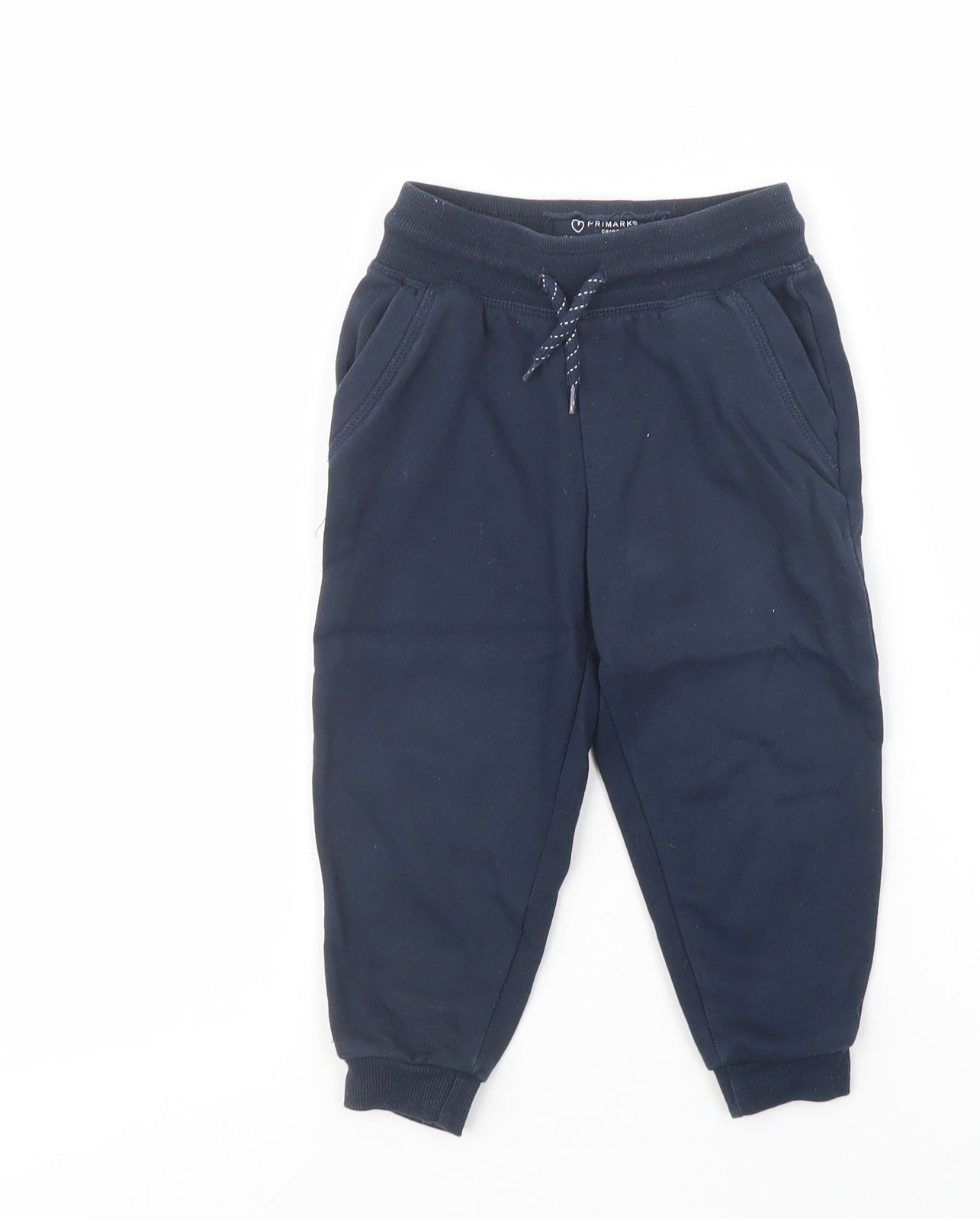 Primark Boys Blue  Cotton Jogger Trousers Size 2-3 Years  Regular Drawstring