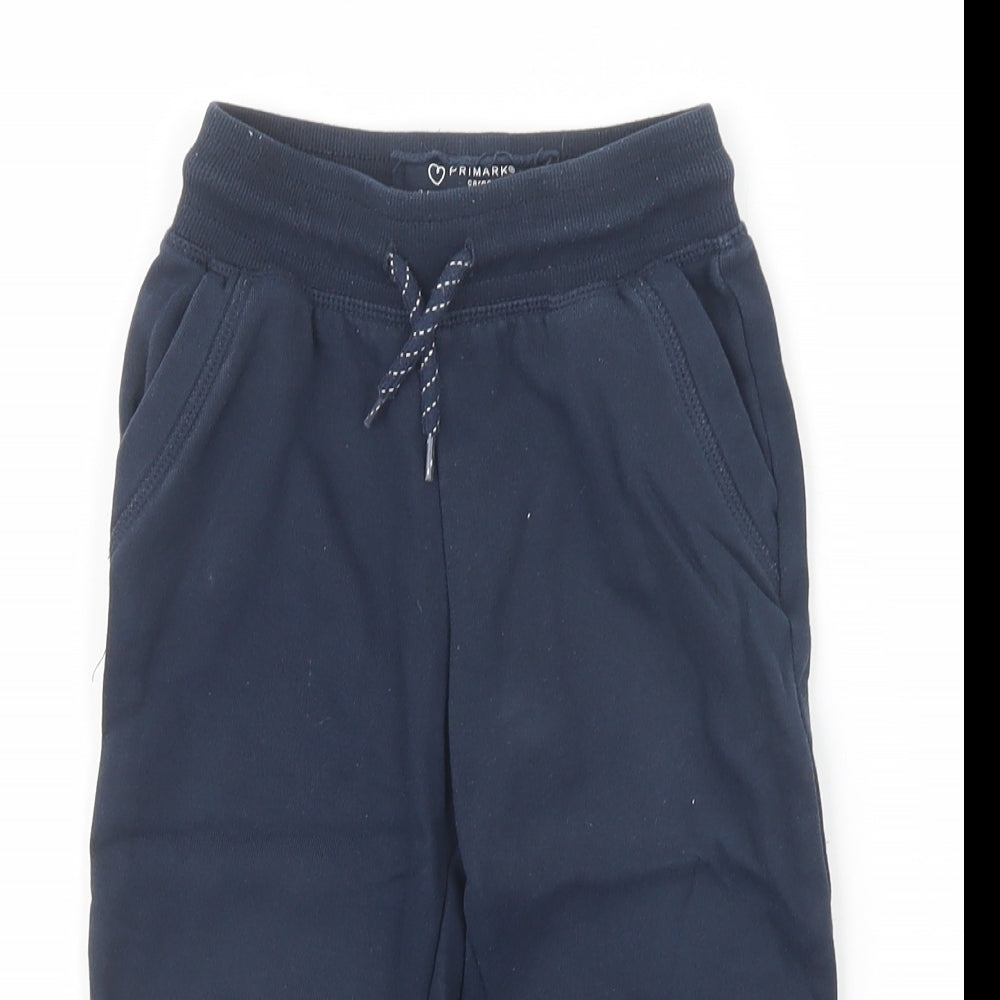 Primark Boys Blue  Cotton Jogger Trousers Size 2-3 Years  Regular Drawstring