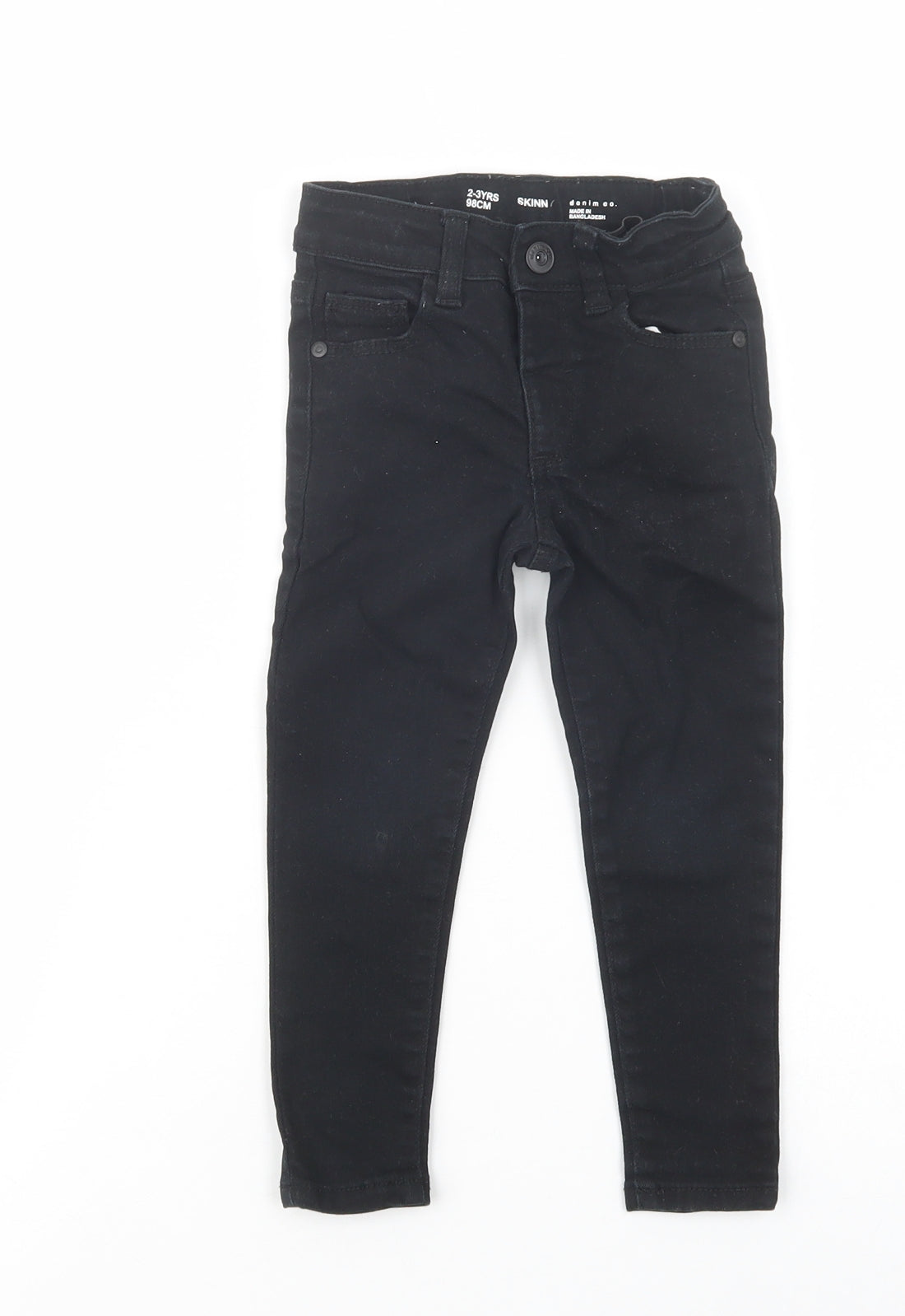 Denim Co. Boys Black  Cotton Skinny Jeans Size 2-3 Years  Regular Snap