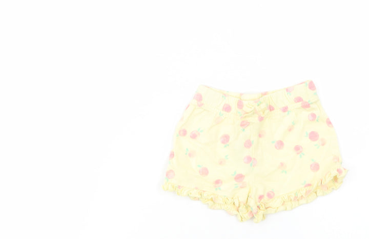 Primark Baby Yellow Geometric Cotton Cropped Trousers Size 9-12 Months   - Peach Print
