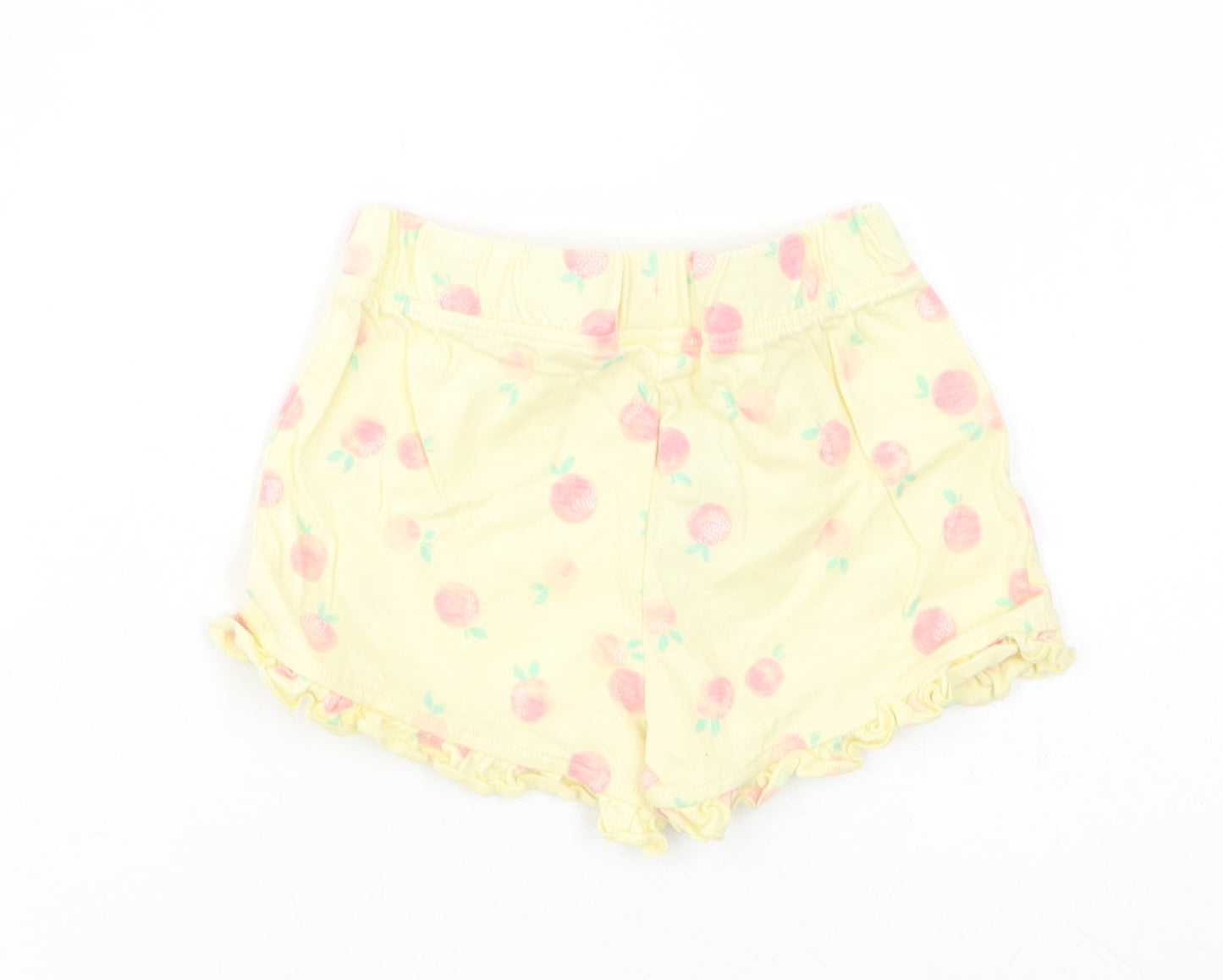Primark Baby Yellow Geometric Cotton Cropped Trousers Size 9-12 Months   - Peach Print