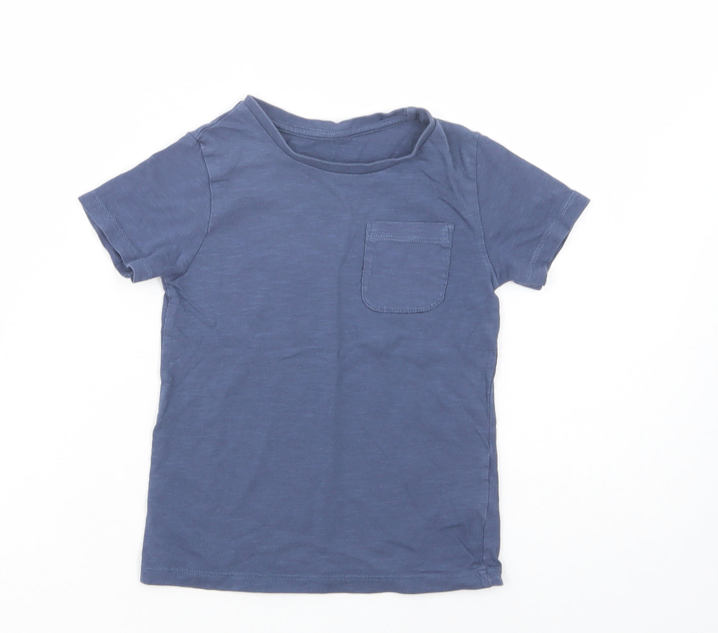 Dunnes Stores Boys Blue  Cotton Basic T-Shirt Size 2-3 Years Crew Neck Pullover
