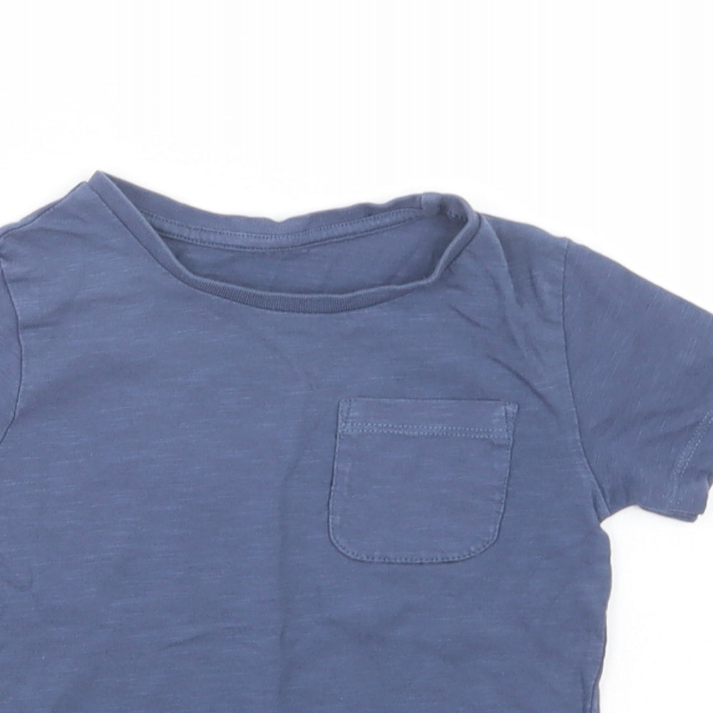 Dunnes Stores Boys Blue  Cotton Basic T-Shirt Size 2-3 Years Crew Neck Pullover