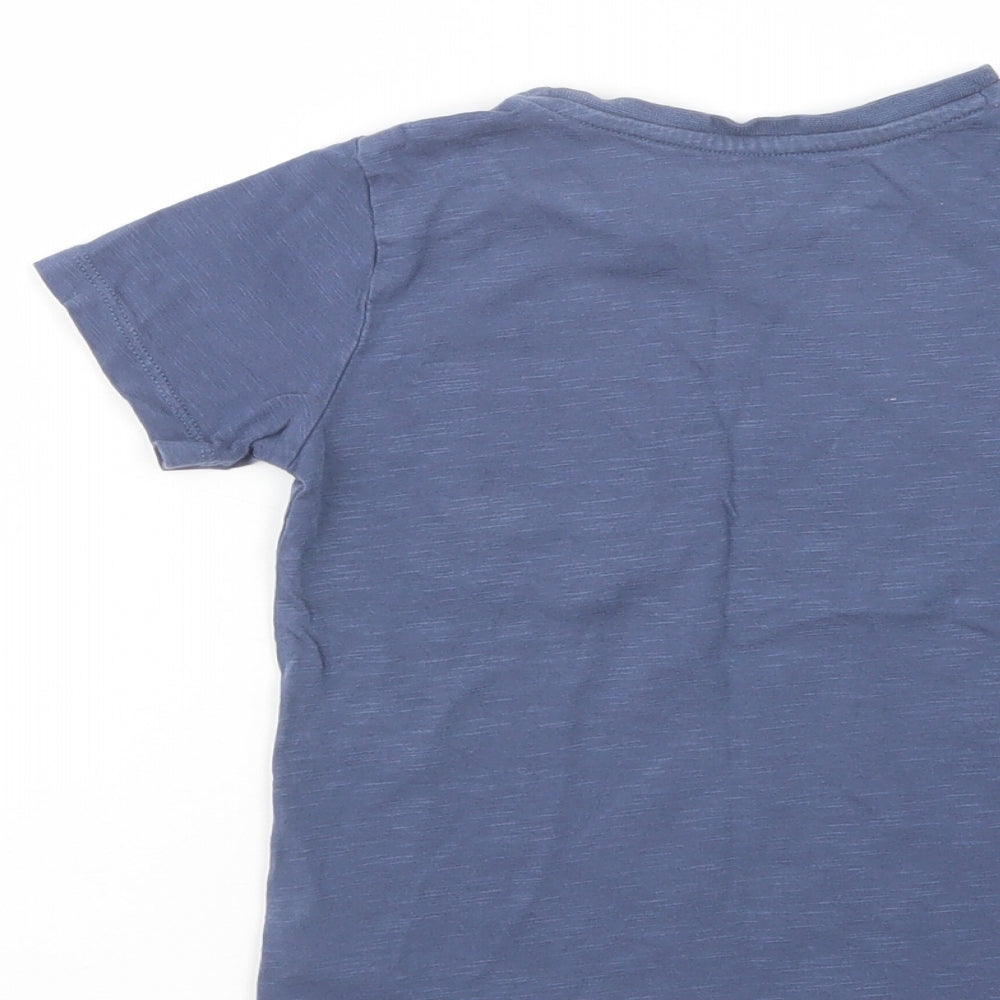Dunnes Stores Boys Blue  Cotton Basic T-Shirt Size 2-3 Years Crew Neck Pullover