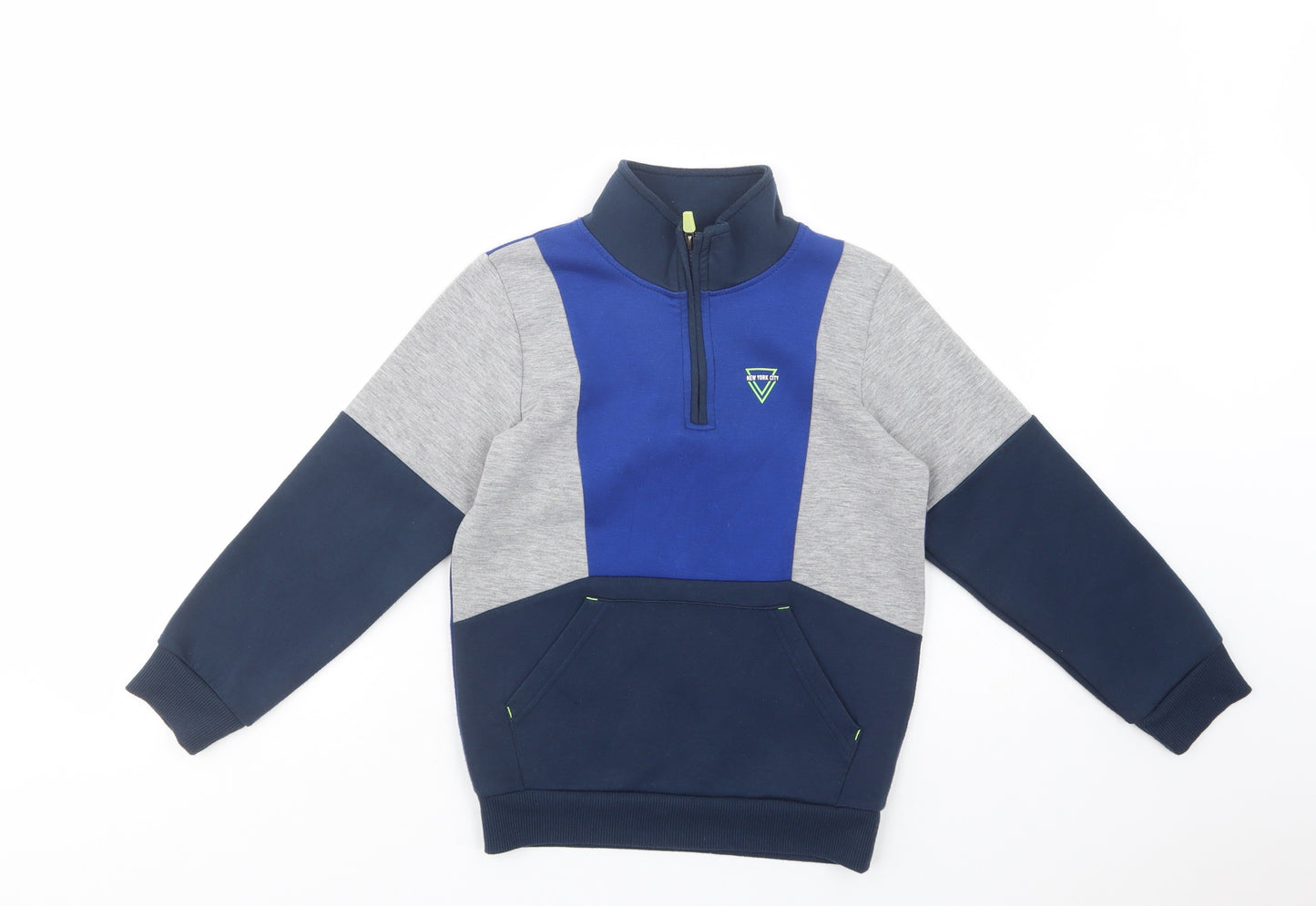 Matalan Boys Blue Colourblock Polyester Pullover Sweatshirt Size 8 Years  Zip