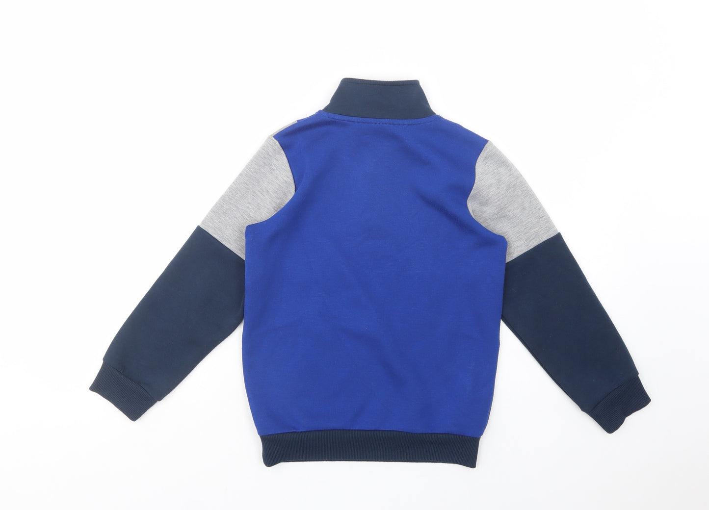 Matalan Boys Blue Colourblock Polyester Pullover Sweatshirt Size 8 Years  Zip