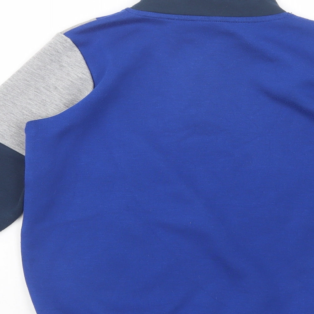 Matalan Boys Blue Colourblock Polyester Pullover Sweatshirt Size 8 Years  Zip