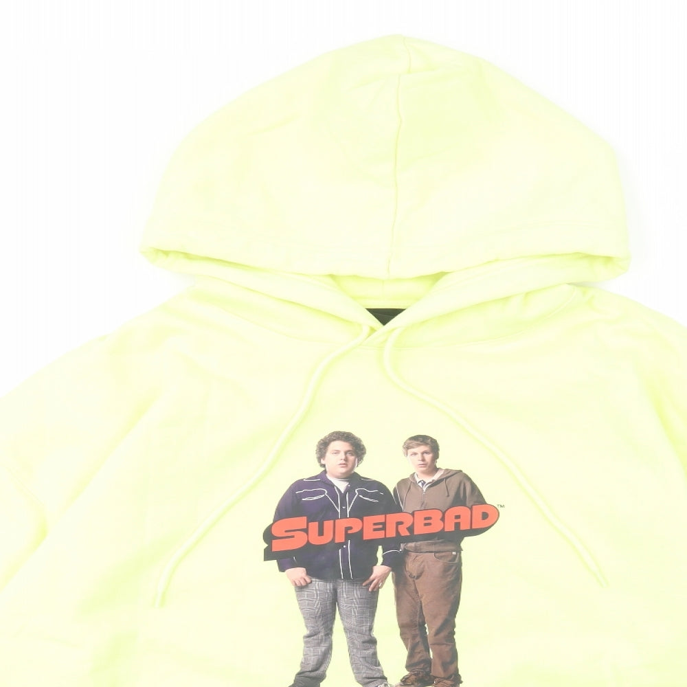 H&M Mens Yellow  Cotton Pullover Hoodie Size M   - Superbad