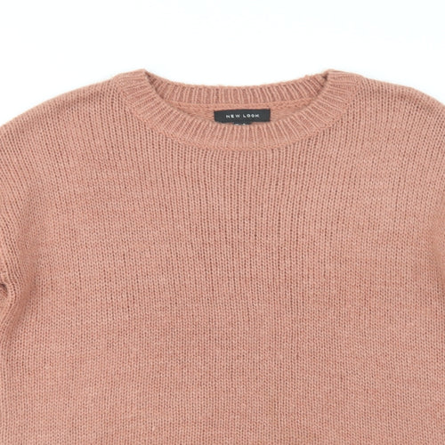 New Look Womens Pink Crew Neck  Acrylic Pullover Jumper Size S