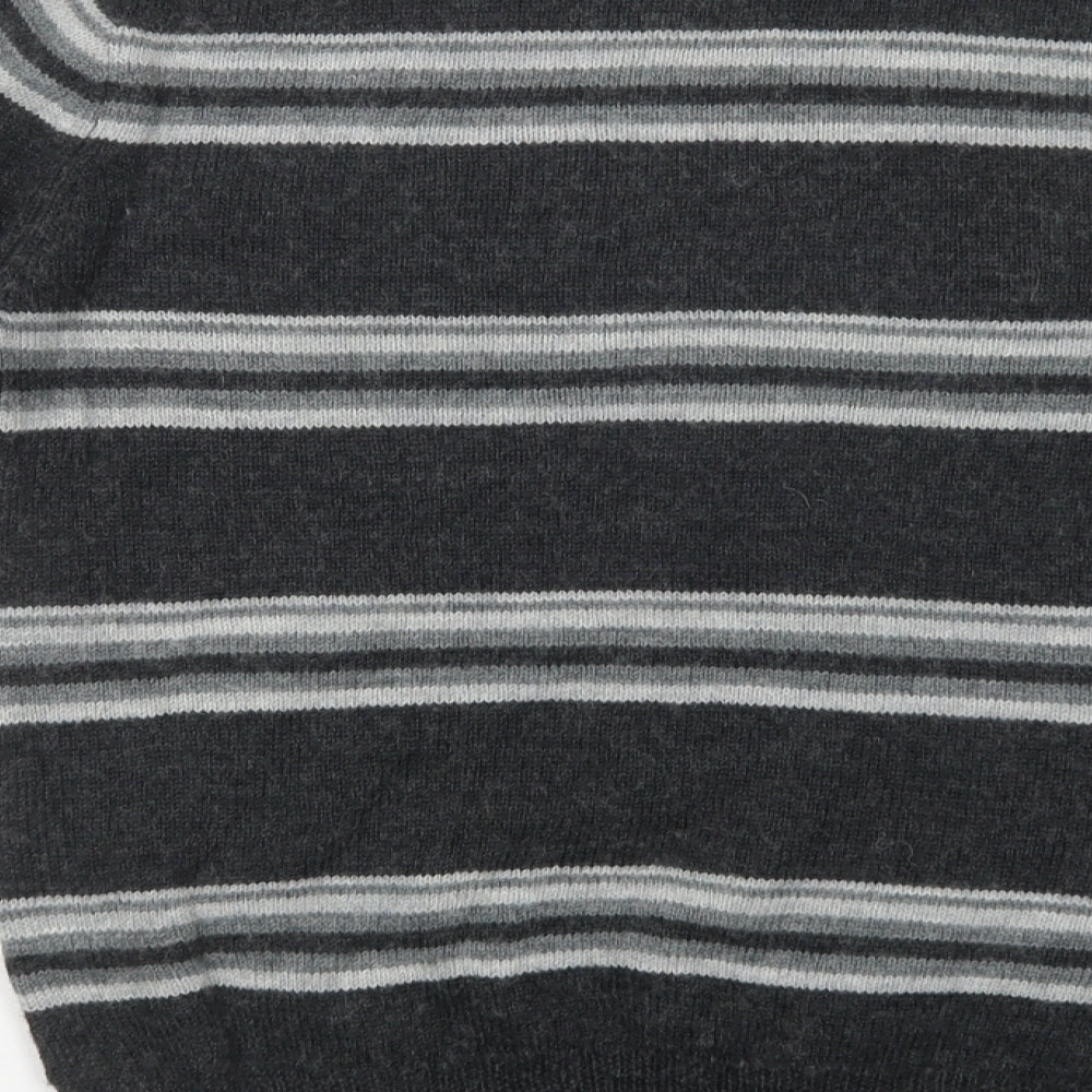 Retreat Mens Grey Crew Neck Fair Isle Acrylic Pullover Jumper Size S