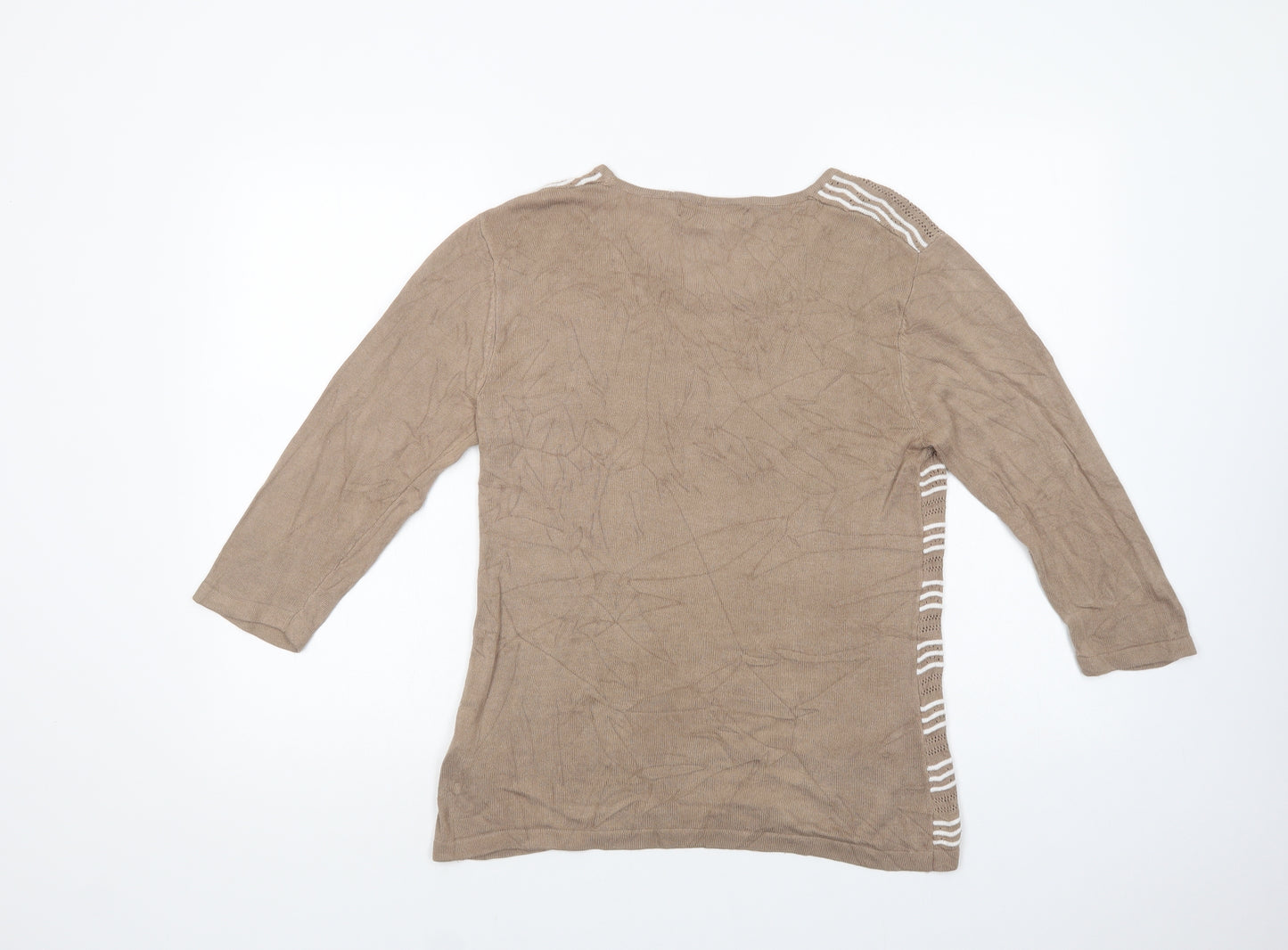 Fabrizio Womens Brown Scoop Neck Striped Viscose Pullover Jumper Size M