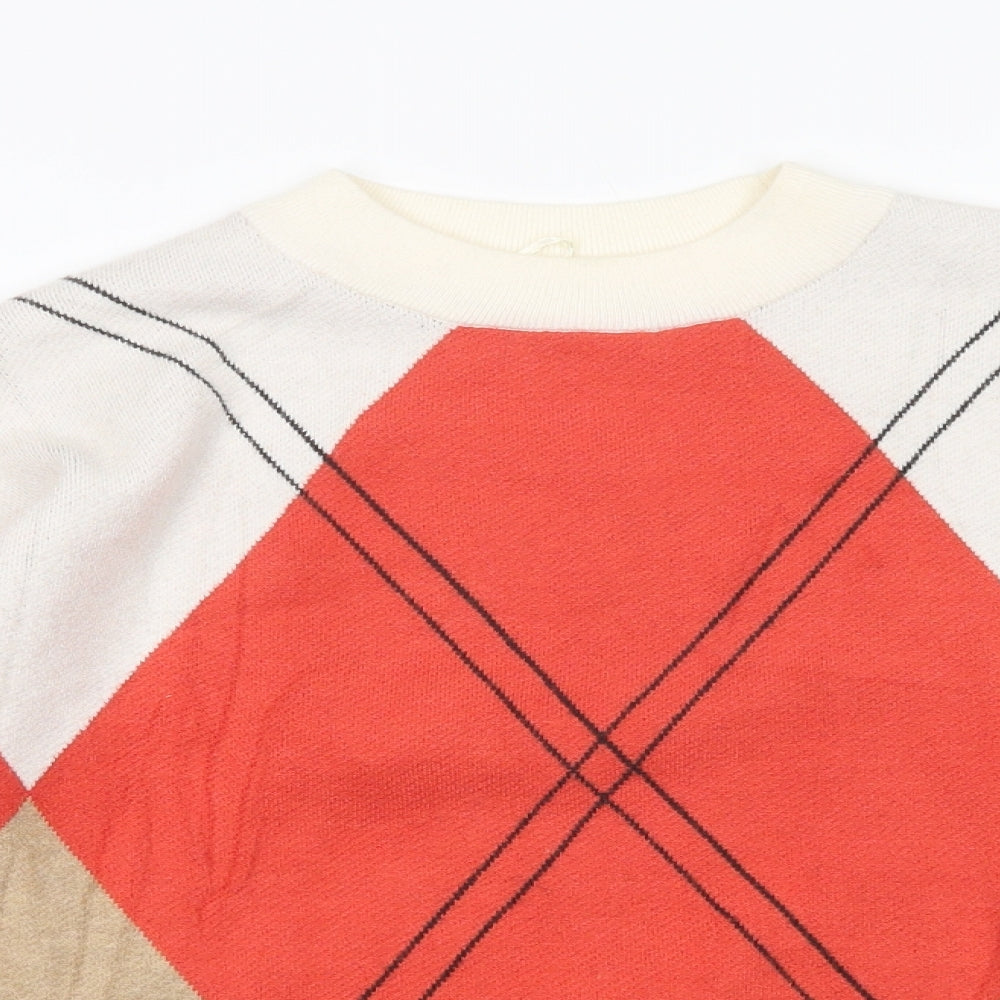 Marks and Spencer Womens Multicoloured Mock Neck Geometric Viscose Pullover Jumper Size S