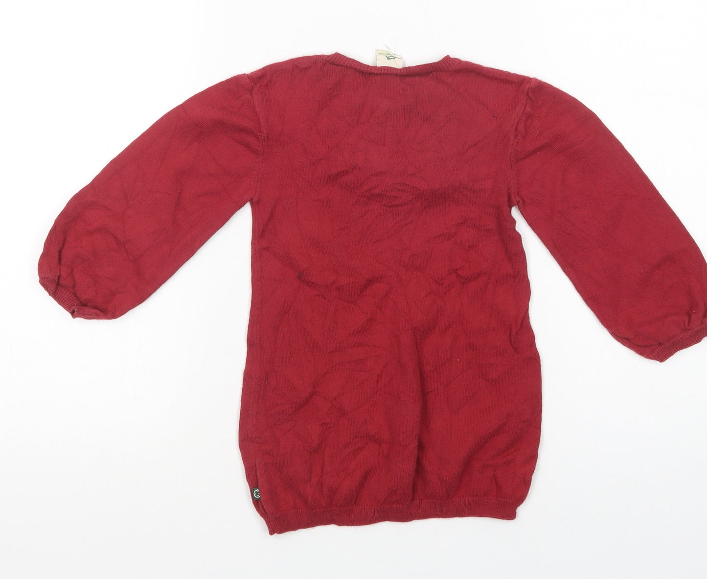 Green Baby Baby Red Fair Isle Cotton Tunic Jumper Size 18-24 Months  Button