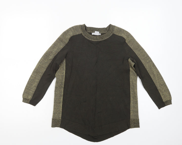 H&M Womens Green Viscose Basic Blouse Size S Crew Neck