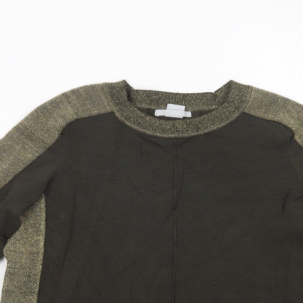 H&M Womens Green  Viscose Basic Blouse Size S Crew Neck