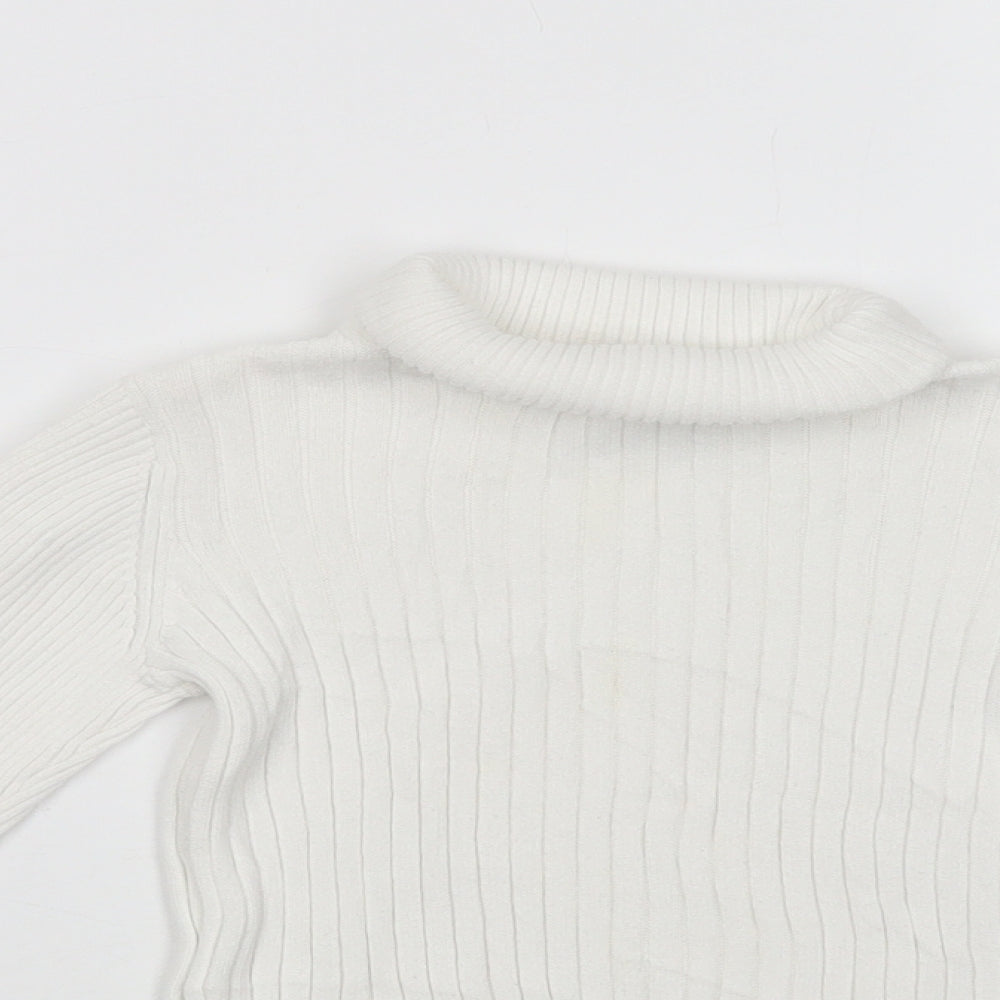 George Girls White Roll Neck  Cotton Pullover Jumper Size 4-5 Years  Pullover