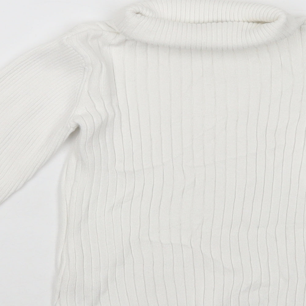 George Girls White Roll Neck  Cotton Pullover Jumper Size 4-5 Years  Pullover