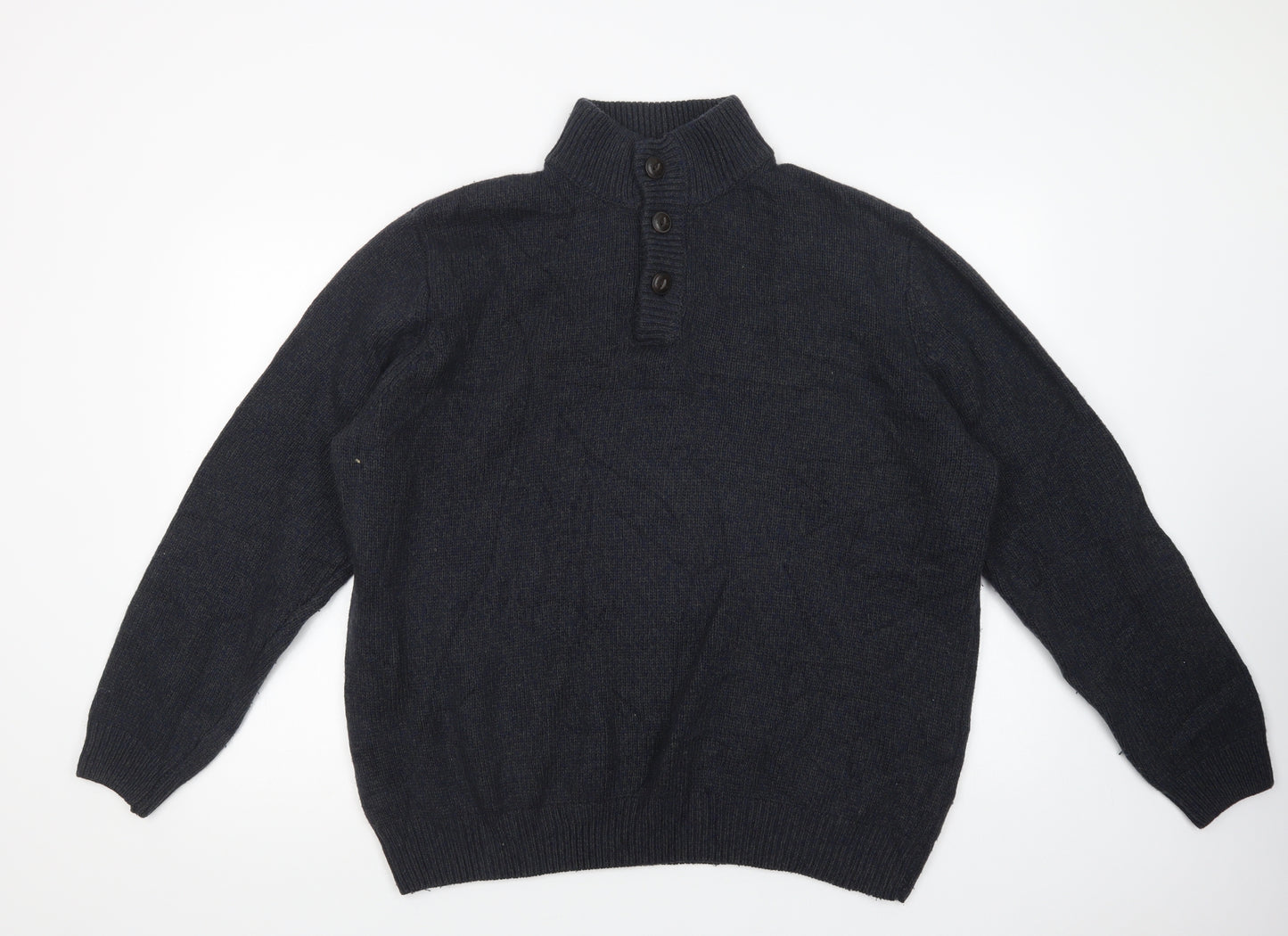 Debenhams Mens Blue High Neck  Wool Pullover Jumper Size XL