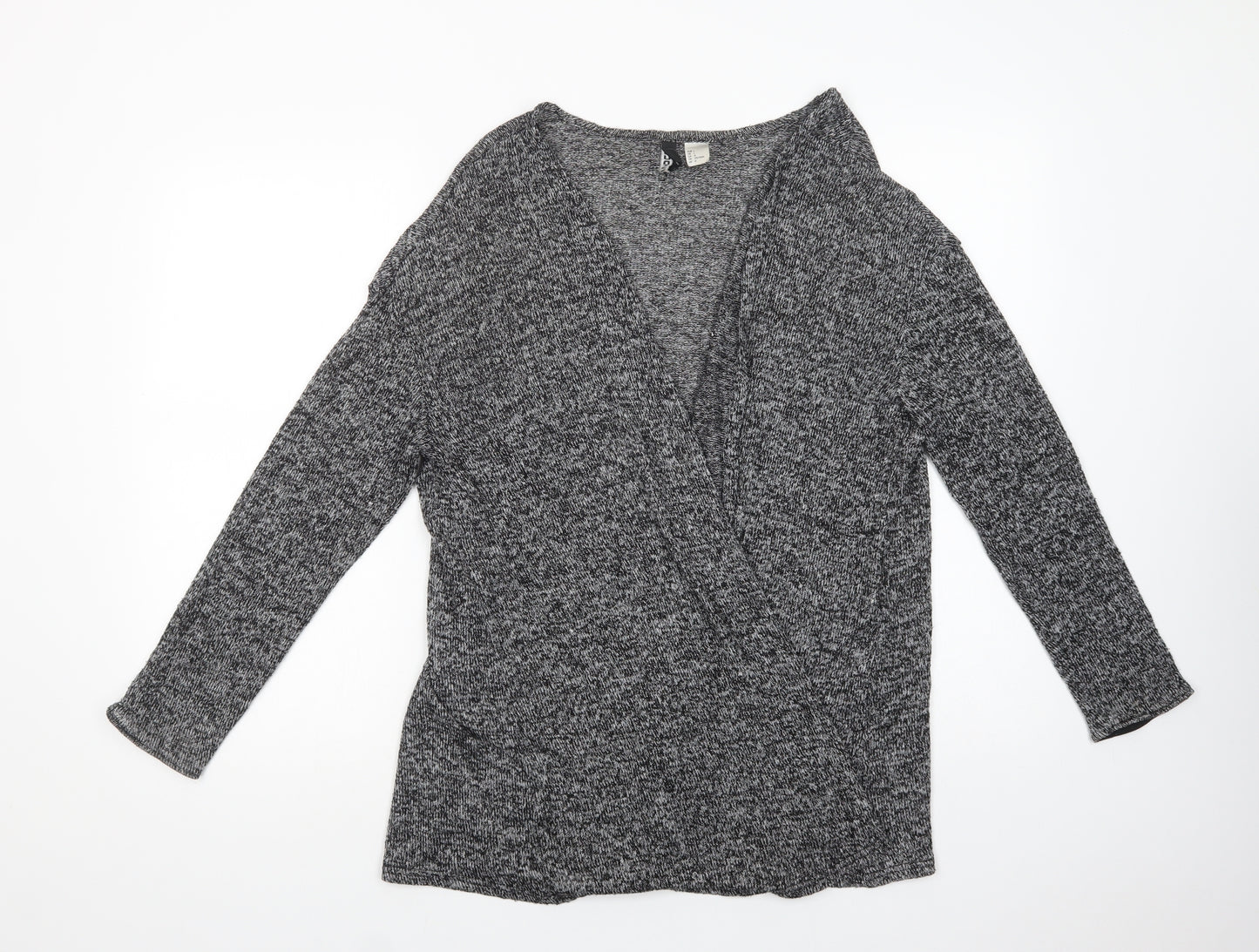 H&M Womens Grey V-Neck  Viscose Cardigan Jumper Size L