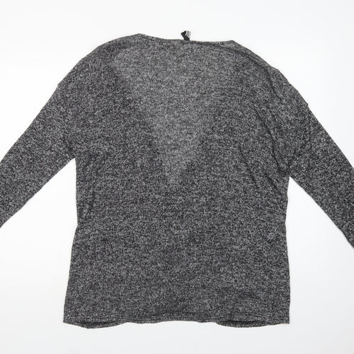 H&M Womens Grey V-Neck  Viscose Cardigan Jumper Size L