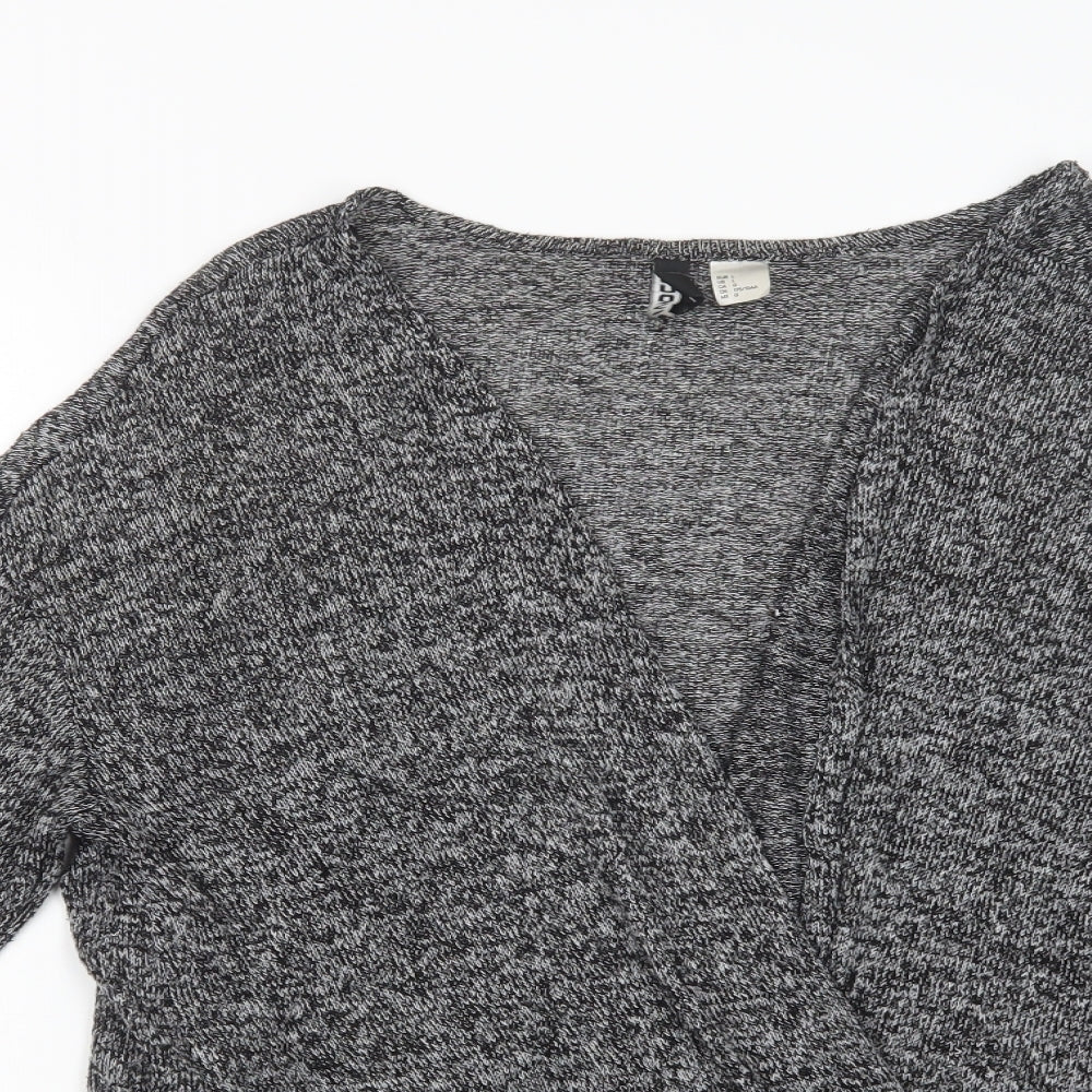 H&M Womens Grey V-Neck  Viscose Cardigan Jumper Size L