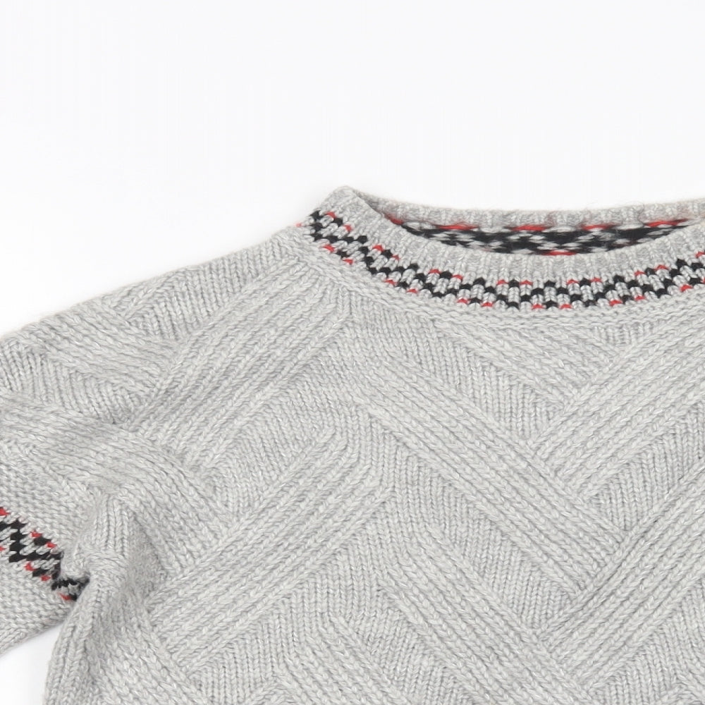 TU Womens Grey Mock Neck Geometric Acrylic Pullover Jumper Size 10