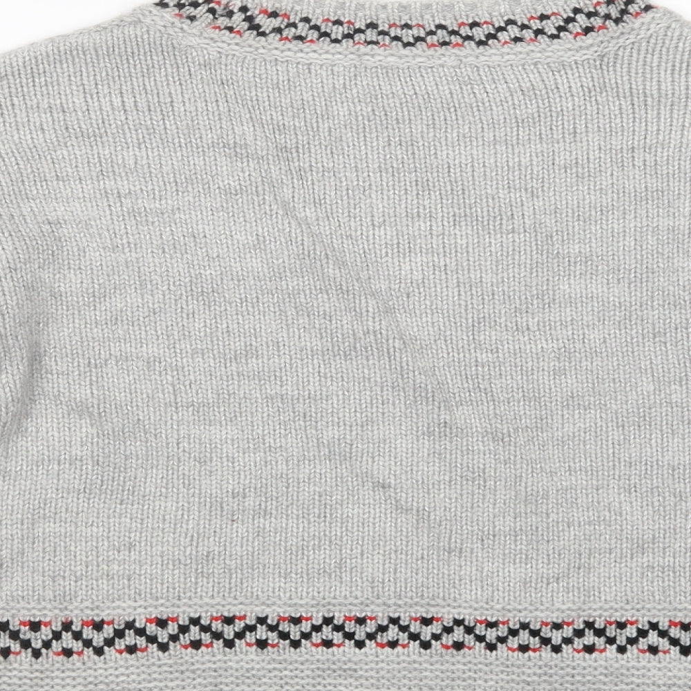 TU Womens Grey Mock Neck Geometric Acrylic Pullover Jumper Size 10