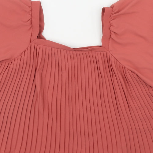 George Womens Pink  Polyester Basic T-Shirt Size 8 Square Neck