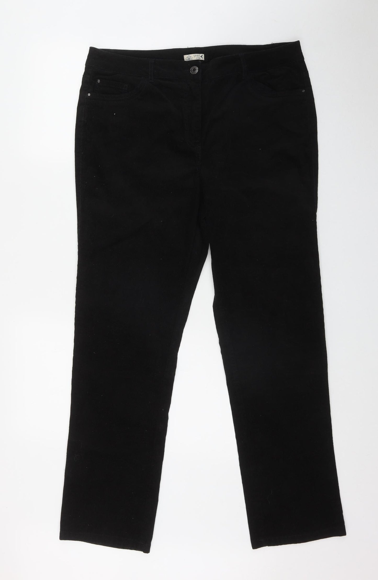 M&Co Womens Black  Cotton Trousers  Size 16 L31 in Regular Zip