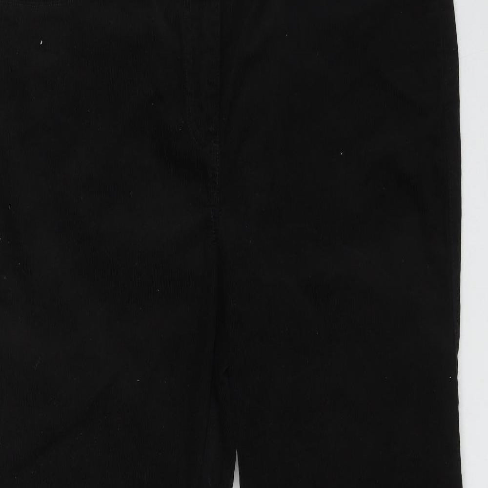 M&Co Womens Black  Cotton Trousers  Size 16 L31 in Regular Zip