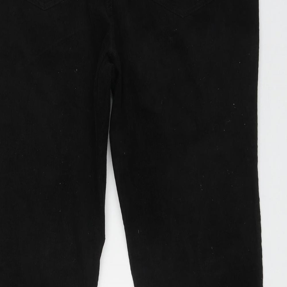 M&Co Womens Black  Cotton Trousers  Size 16 L31 in Regular Zip