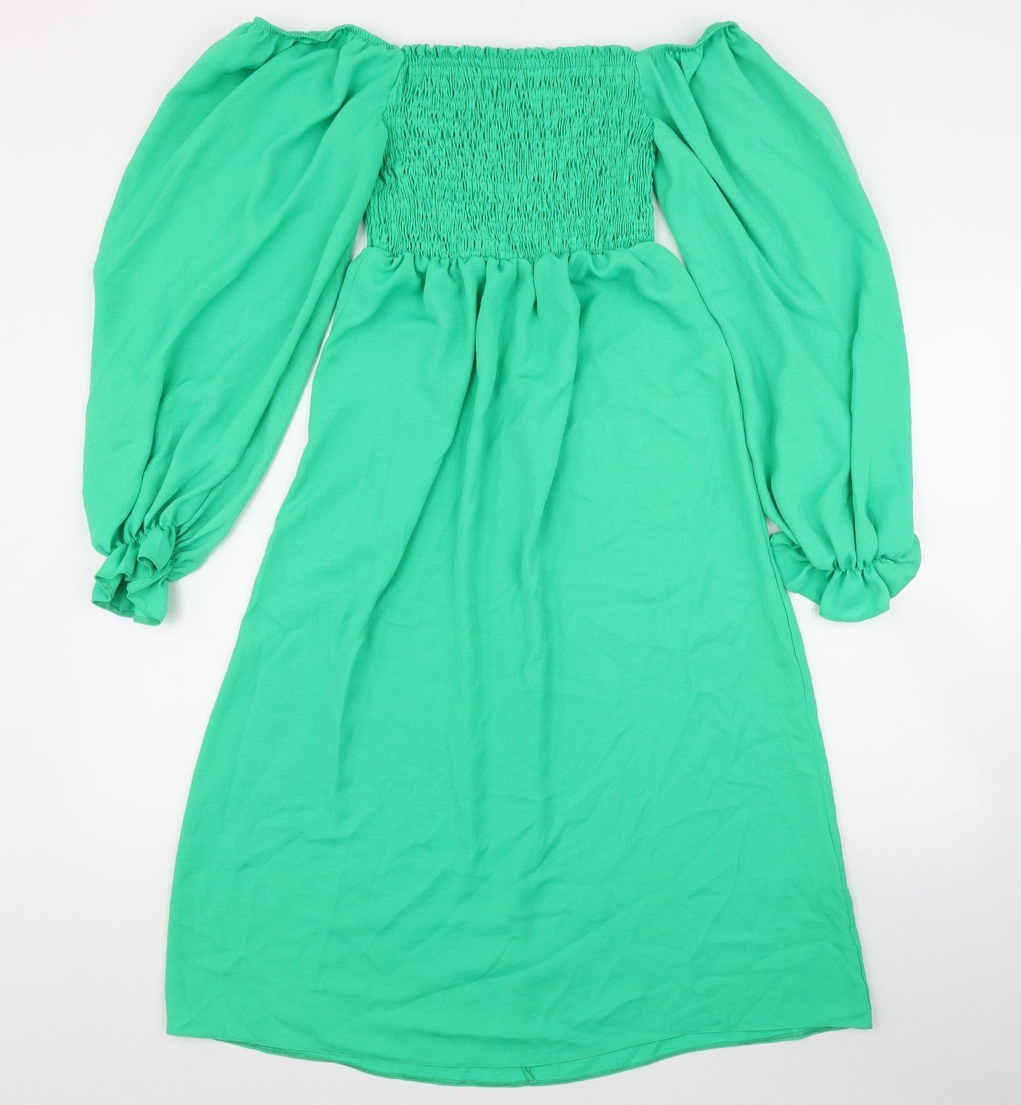 New Look Womens Green  Polyester Fit & Flare  Size 8  Off the Shoulder